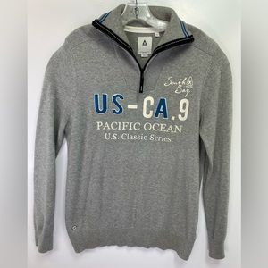 Gaastra Mens‎ Sz Large Grey 1/4 zip Nautical Themed Pullover Shirt (N25) NW/OTs